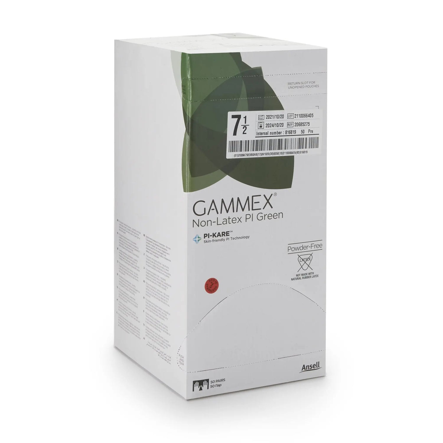 Gammex® Non-Latex PI Green Polyisoprene Surgical Glove, Size 7.5, Light Green GAMMEX® Non-Latex PI Green
