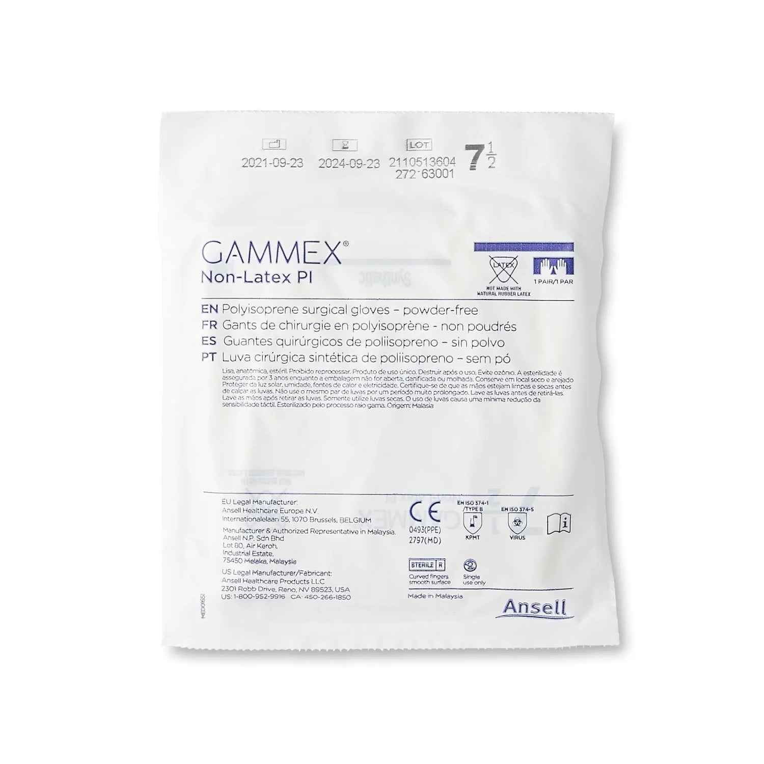 Gammex® Non-Latex PI Polyisoprene Surgical Glove, Size 7.5, White GAMMEX® Non-Latex PI