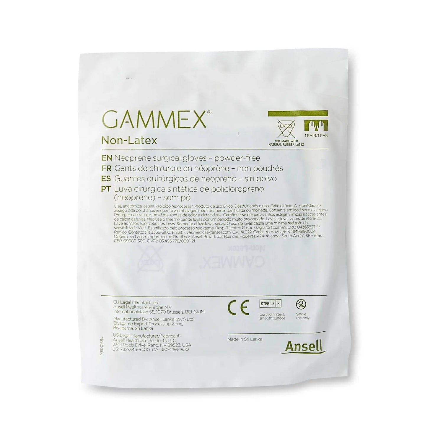 Gammex® Non-Latex Polyisoprene Surgical Glove, Size 6.5, Green GAMMEX® Non-Latex