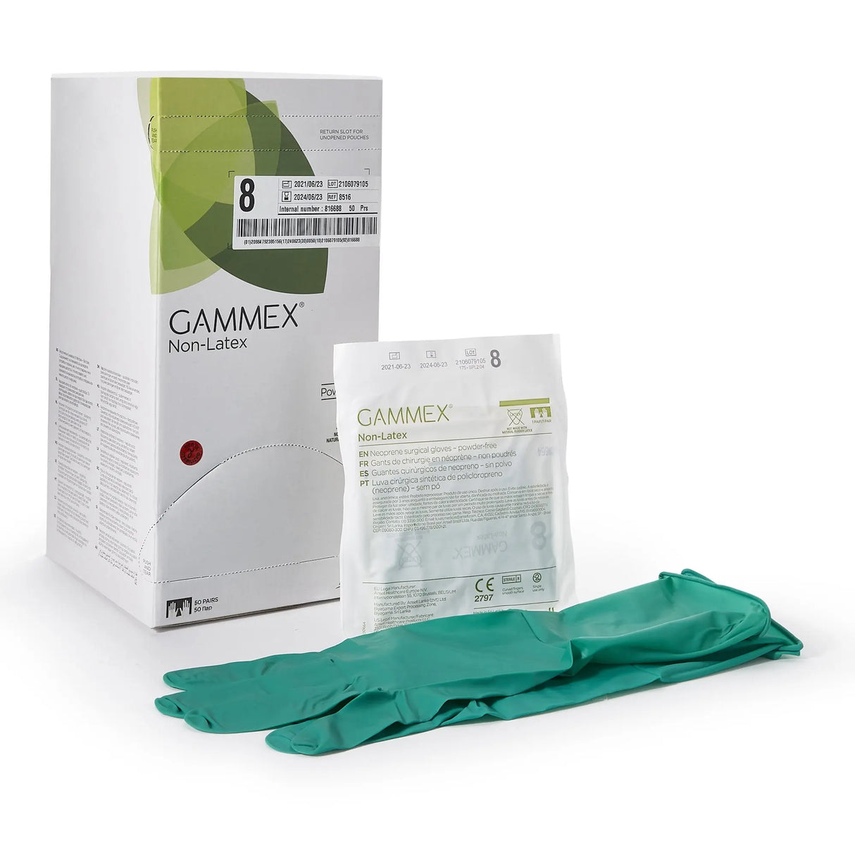 Gammex® Non-Latex Polyisoprene Surgical Glove, Size 8, Green GAMMEX® Non-Latex