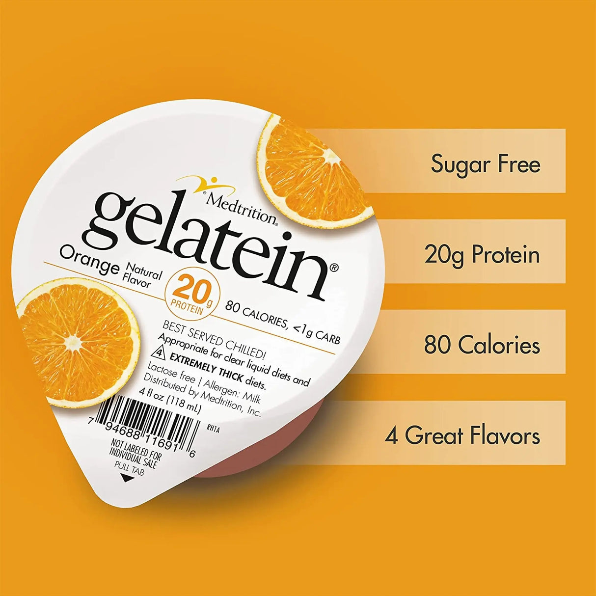 Gelatein® 20 Orange High Protein Gelatin, 4-ounce cup Gelatein®