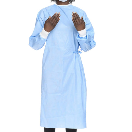 Halyard Basics Non-Reinforced Surgical Gown with Towel, Large, Blue Halyard Basics