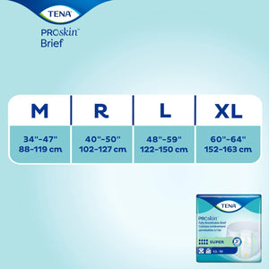 TENA Super Adult Heavy-Absorbent Incontinence Brief, X-large, 60" to 64" Waist / Hip TENA ProSkin™ Super