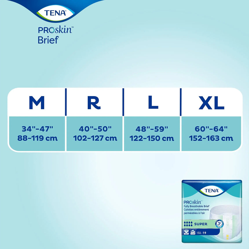 TENA Super Adult Heavy-Absorbent Incontinence Brief, X-large, 60" to 64" Waist / Hip TENA ProSkin™ Super