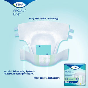 TENA Super Adult Heavy-Absorbent Incontinence Brief, X-large, 60" to 64" Waist / Hip TENA ProSkin™ Super
