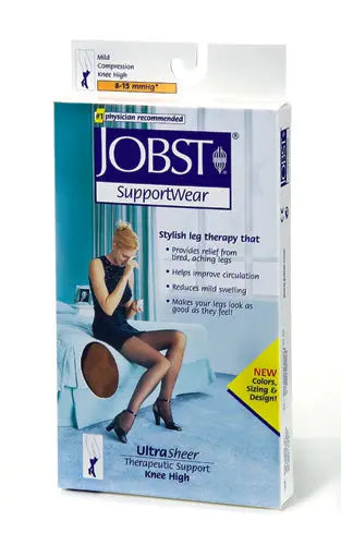 Jobst Ultrasheer 8-15 mmHg Knee-Hi Black 9.5-11 Shoe size Movility LLC- CM