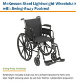 Lightweight Wheelchair McKesson Dual Axle Desk Length Arm Swing-Away Footrest Black Upholstery 18 Inch Seat Width Adult 300 lbs. Weight Capacity McKesson