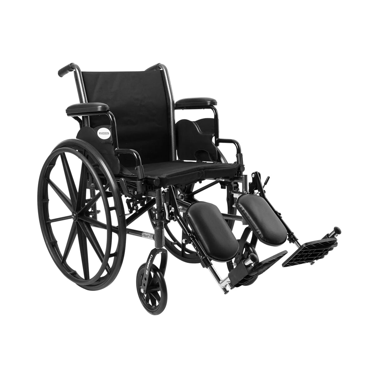 Lightweight Wheelchair McKesson Dual Axle Desk Length Arm Swing-Away Footrest Black Upholstery 18 Inch Seat Width Adult 300 lbs. Weight Capacity McKesson