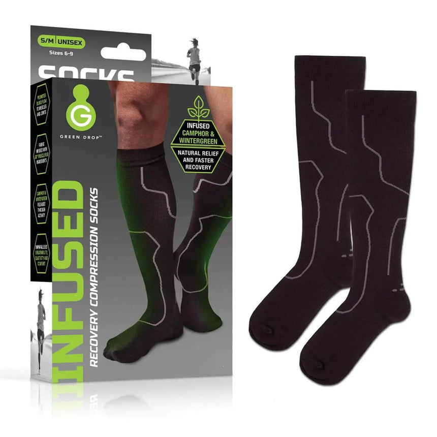 Green Drop Compression Socks – Medical-Grade Infused Support, S/M Green Drop™