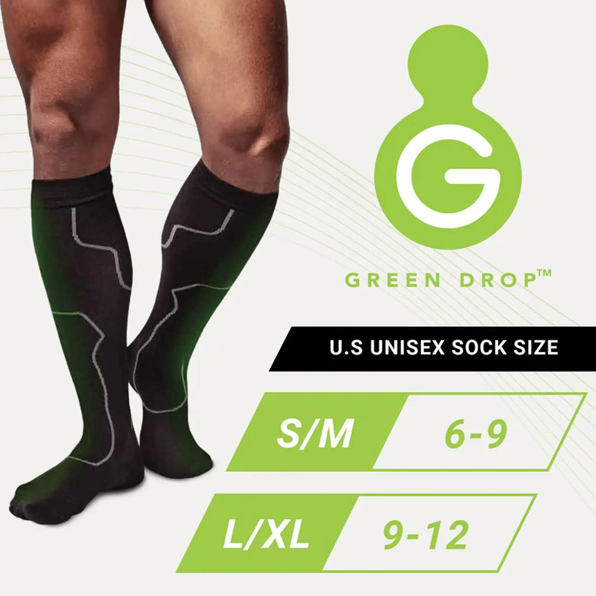 Green Drop Compression Socks – Medical-Grade Infused Support, S/M Green Drop™