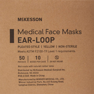 McKesson ASTM Level 1 Medical Face Masks, Yellow McKesson