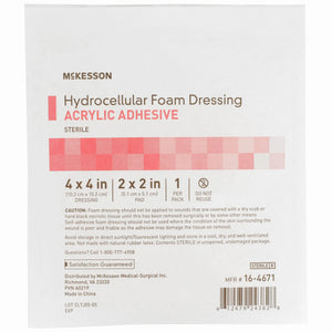 McKesson Acrylic Adhesive with Border Foam Dressing, 4 x 4 Inch McKesson