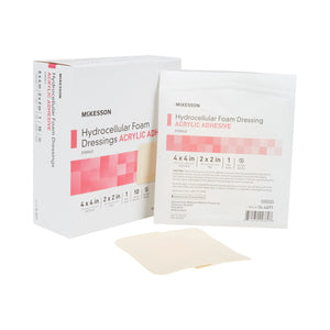 McKesson Acrylic Adhesive with Border Foam Dressing, 4 x 4 Inch McKesson