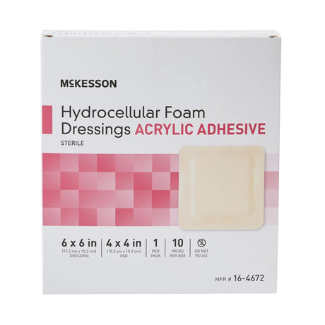 McKesson Acrylic Adhesive with Border Foam Dressing, 6 x 6 Inch McKesson