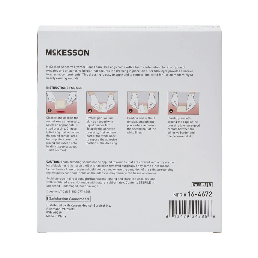 McKesson Acrylic Adhesive with Border Foam Dressing, 6 x 6 Inch McKesson