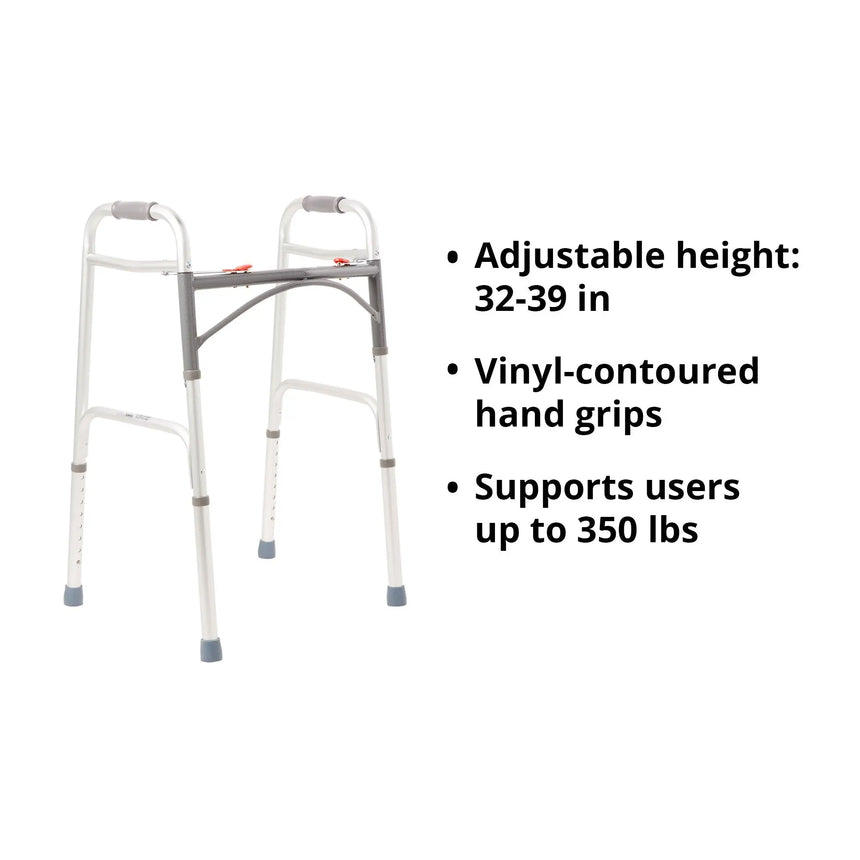 McKesson Aluminum Folding Walker, 32 – 39 Inch Height McKesson