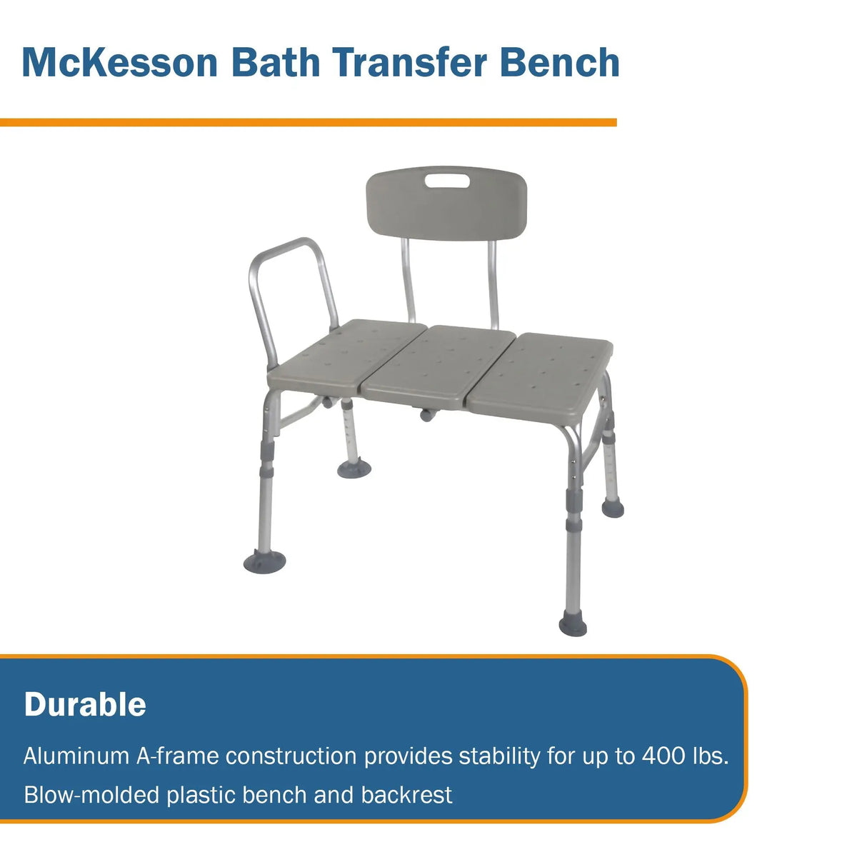 McKesson Aluminum Transfer Bench with Reversible Back McKesson