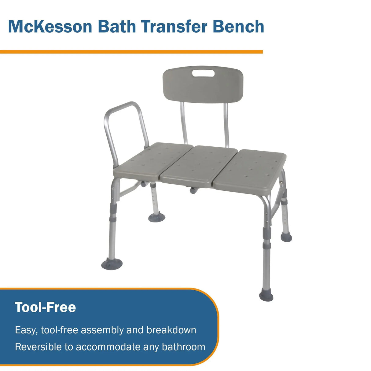 McKesson Aluminum Transfer Bench with Reversible Back McKesson