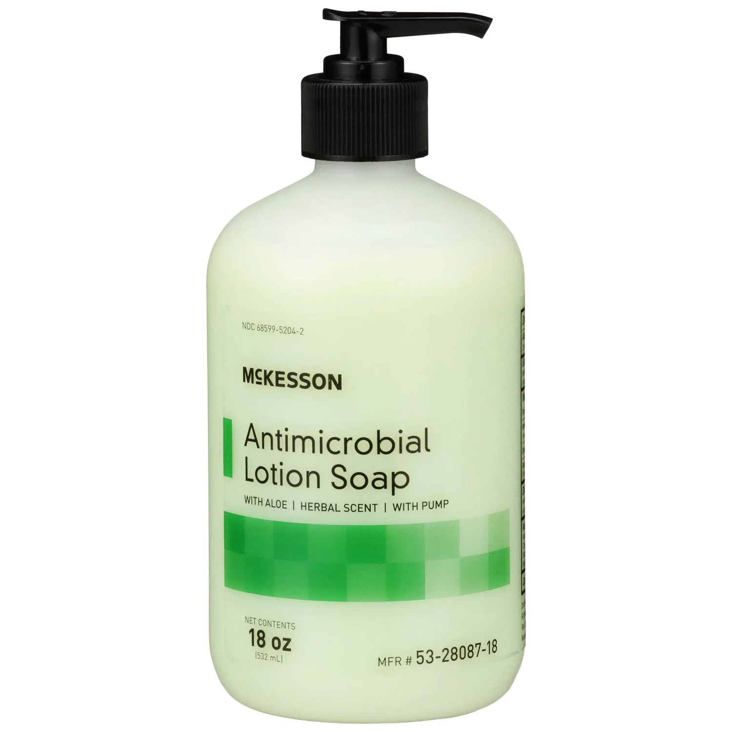 McKesson Antimicrobial Lotion Soap, Herbal Scent, 18 oz, Pump Bottle, Green, 0.95% Strength - getMovility