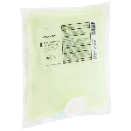 McKesson Antimicrobial Lotion Soap, Herbal Scent, With Aloe, 1,000 mL Refill Bag