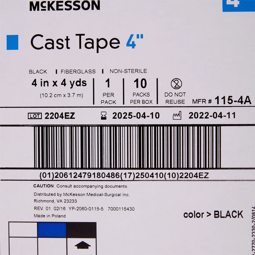 McKesson Black Cast Tape, 4 Inch x 4 Yard McKesson