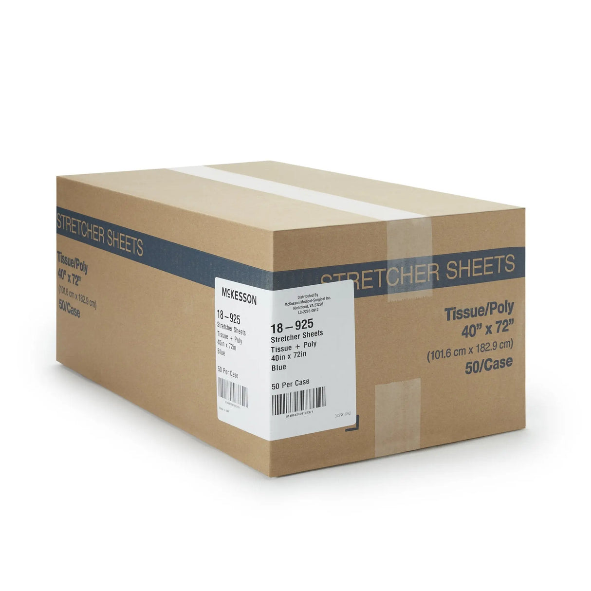 McKesson Blue Flat Stretcher Sheet, 40 x 72 Inch McKesson