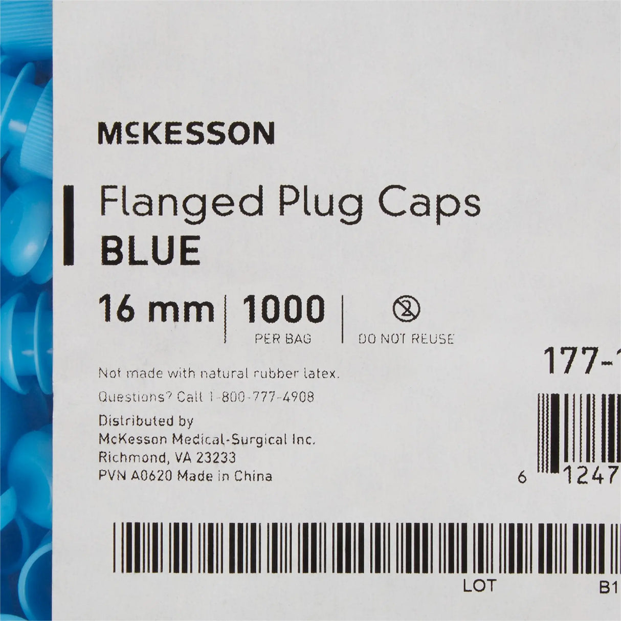 McKesson Blue Tube Closure for use with 16 mm Blood Drawing Tubes, Glass Test Tubes, Plastic Culture Tubes McKesson