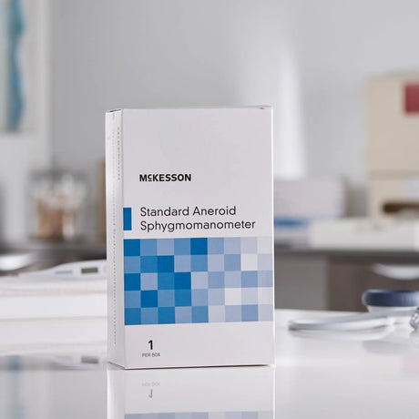 McKesson Brand Aneroid Sphygmomanometer with Cuff, 2-Tube, Pocket-Size, Handheld, Adult Medium Cuff, Navy - getMovility