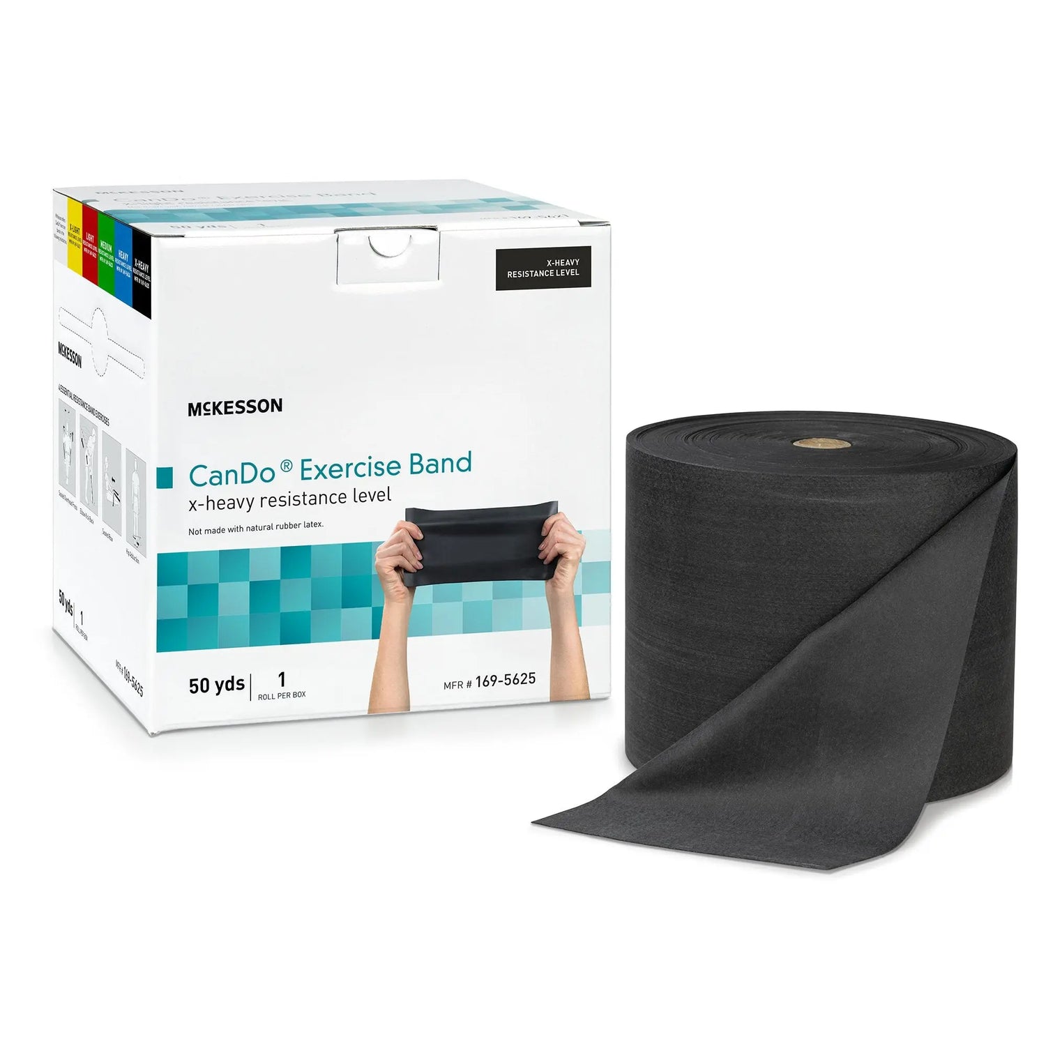 McKesson CanDo® Exercise Resistance Band, Black, 5 Inch x 50 Yard, X-Heavy Resistance McKesson CanDo®