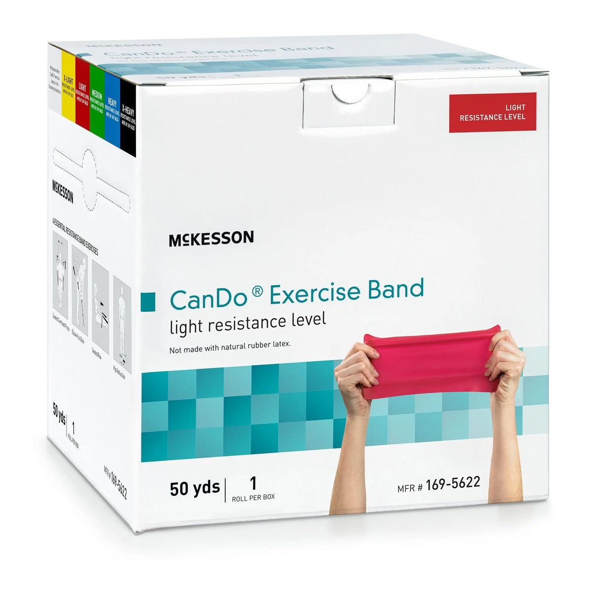 McKesson CanDo® Exercise Resistance Band, Red, 5 Inch x 50 Yard, Light Resistance McKesson CanDo®