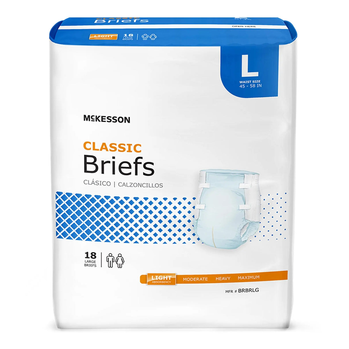 McKesson Classic Light Absorbency Incontinence Brief, Large McKesson Classic