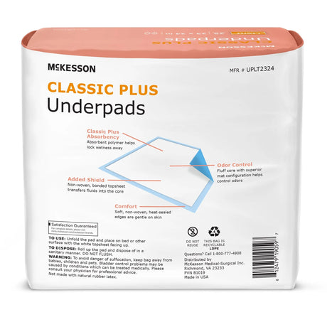 McKesson Classic Plus Underpad, 23 x 24 Inch McKesson Classic Plus