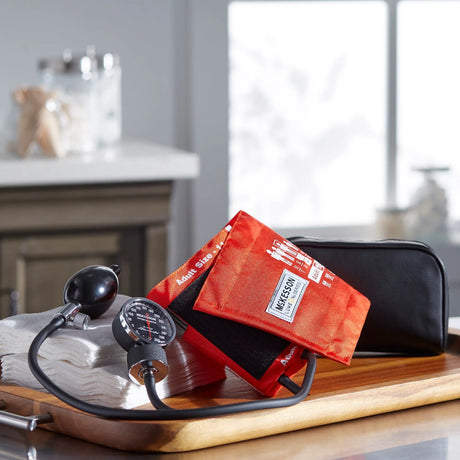 McKesson Deluxe Aneroid Sphygmomanometer with Cuff, 2-Tube, Pocket Size, Handheld, Adult Cuff, Orange, Arm McKesson Deluxe