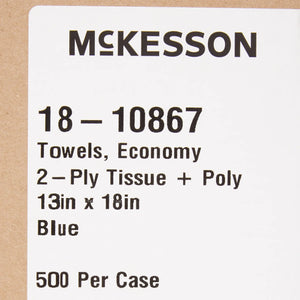 McKesson Deluxe Nonsterile Blue Procedure Towel, 13 x 18 Inch McKesson