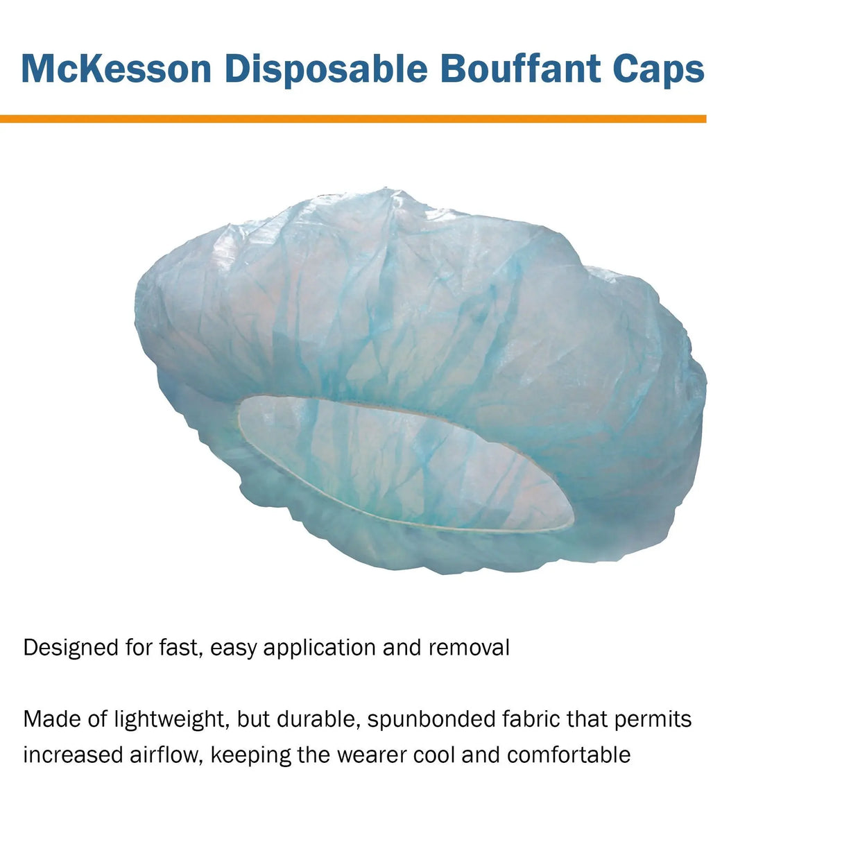 McKesson Disposable Bouffant Surgical Caps, Blue, Elastic Closure, 21" - getMovility