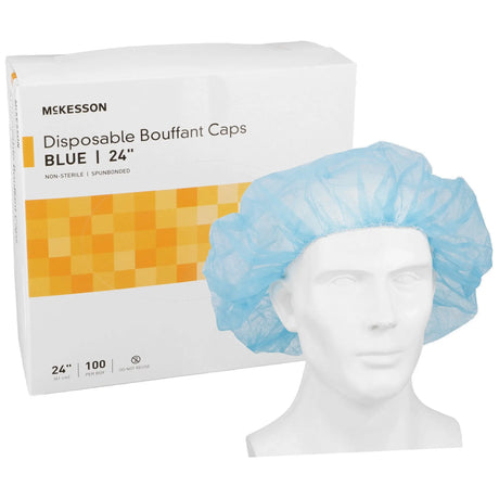 McKesson Disposable Bouffant Surgical Caps, Blue, Elastic Closure, X-Large, 24" - getMovility