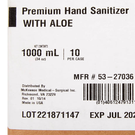 McKesson Gel Hand Sanitizer with Aloe 1000 mL McKesson