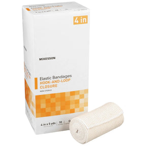 McKesson Hook and Loop Closure Elastic Bandage, 4 Inch x 5 Yard McKesson