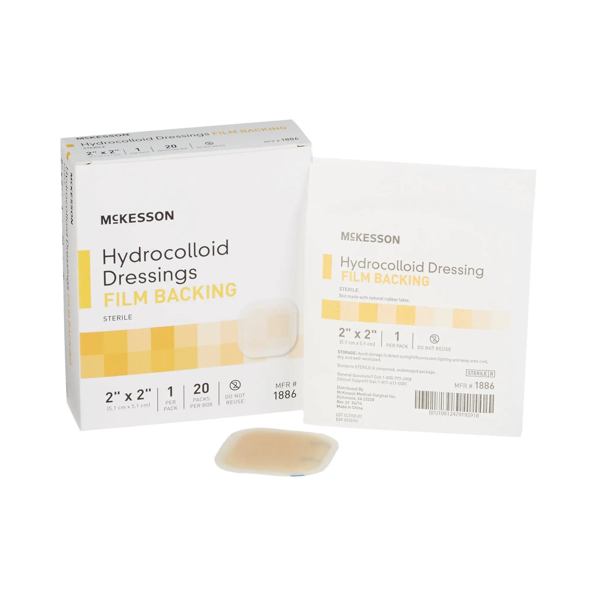 McKesson Hydrocolloid Dressing, 2 x 2 Inch McKesson