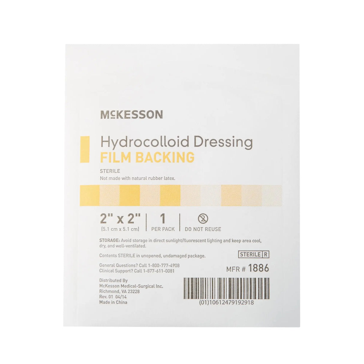 McKesson Hydrocolloid Dressing, 2 x 2 Inch McKesson