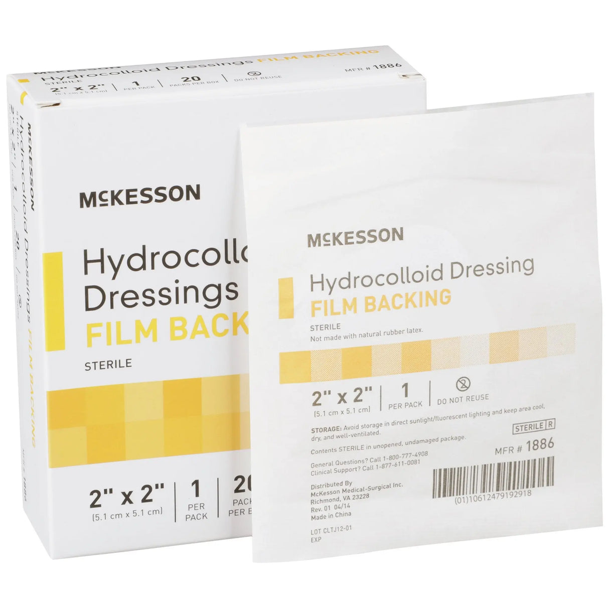 McKesson Hydrocolloid Dressing, 2 x 2 Inch McKesson