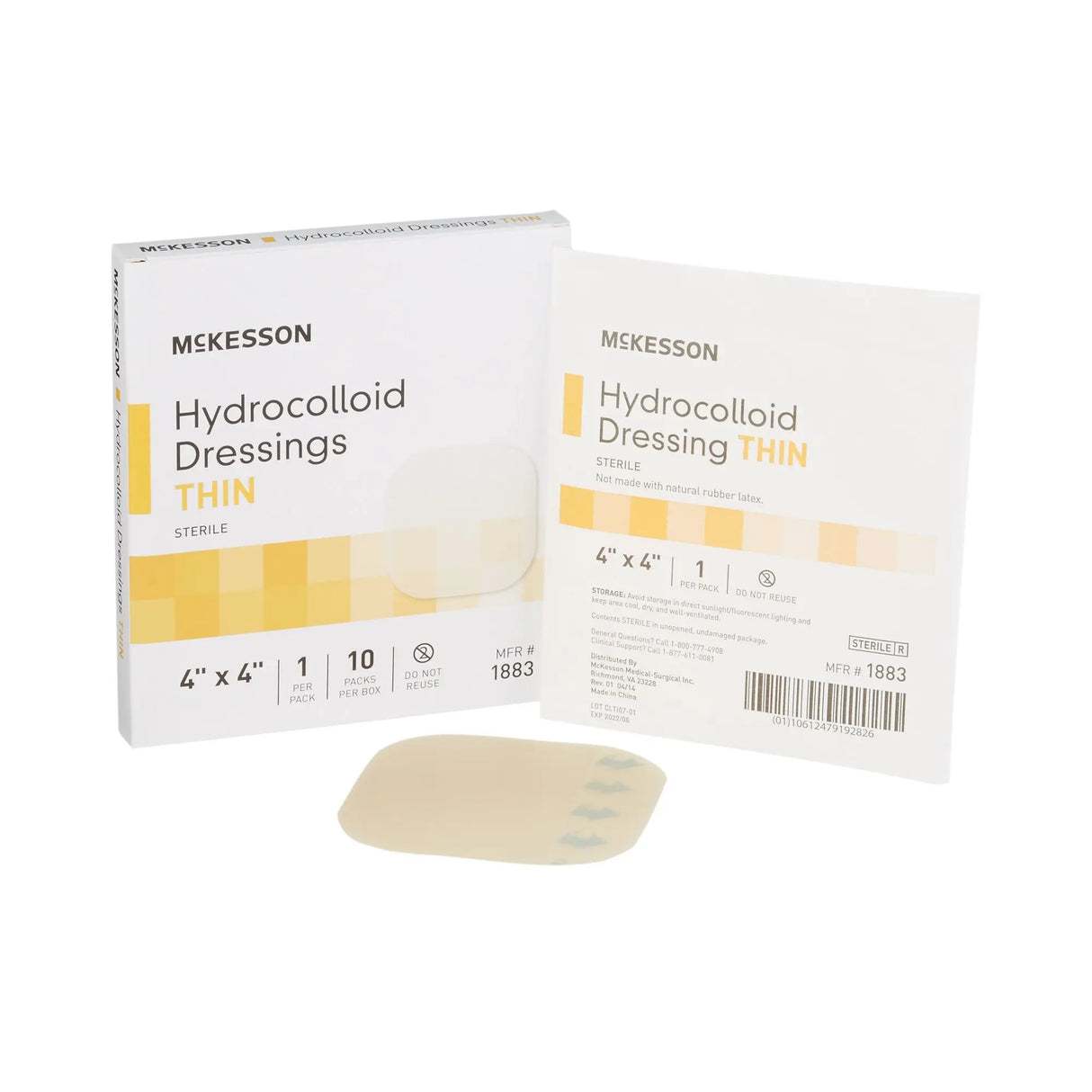 McKesson Hydrocolloid Dressing, 4 x 4 Inch McKesson