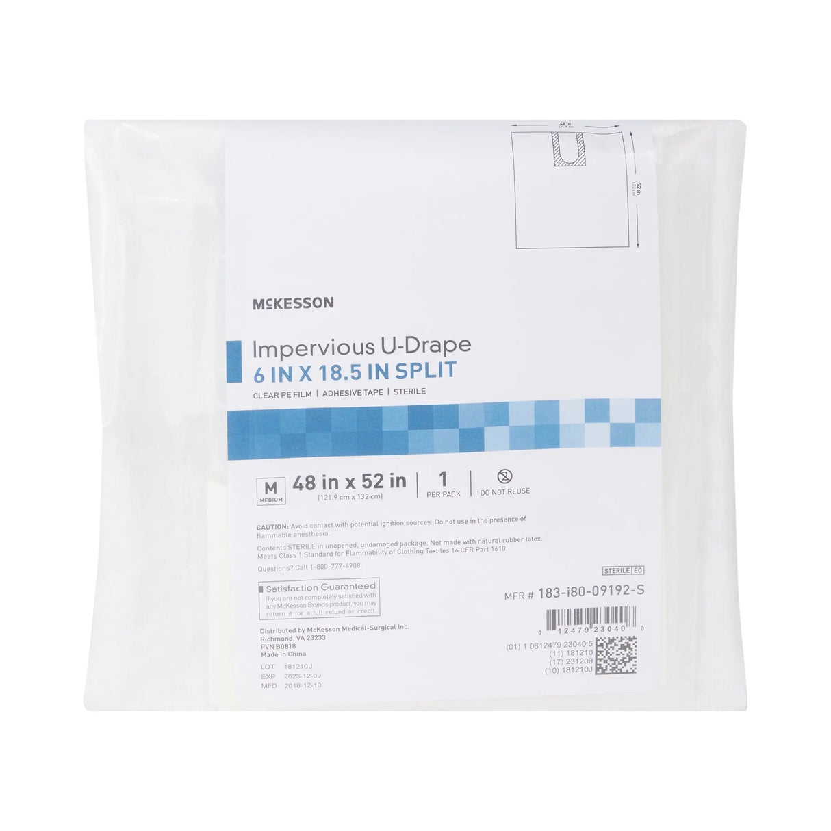 McKesson Impervious U-Drape, 52 x 48 Inch McKesson