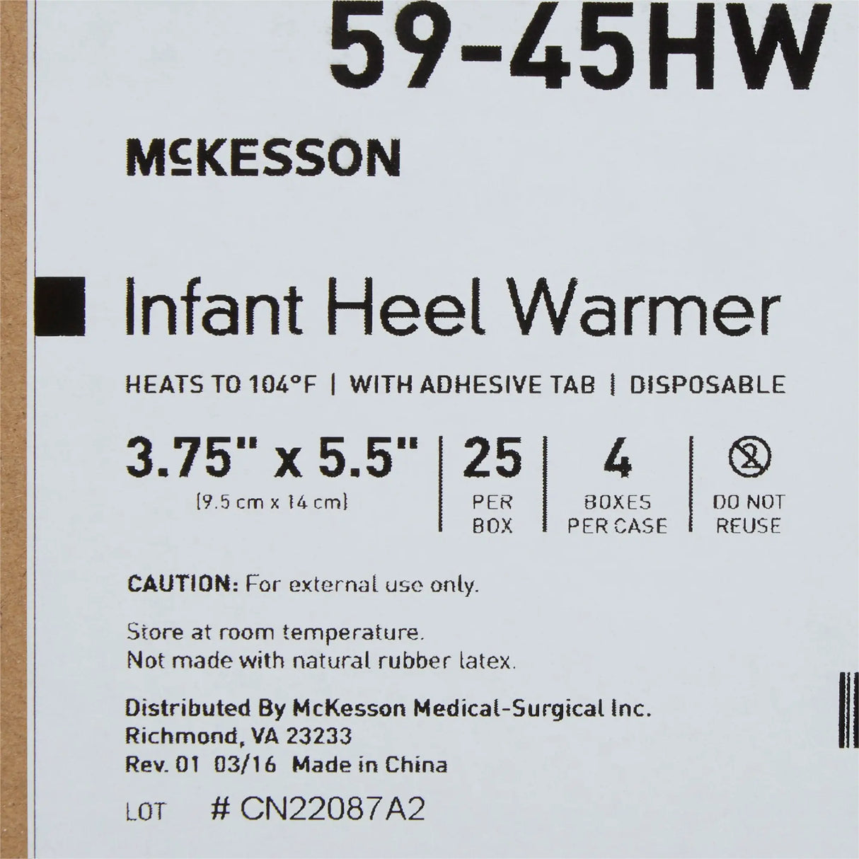 McKesson Infant Heel Warmer, 3¾ x 5½ Inch McKesson