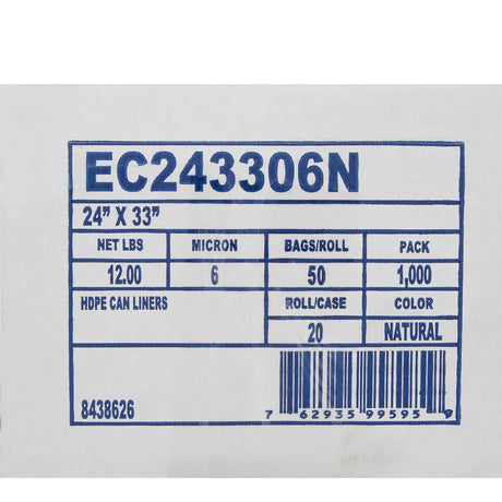 McKesson Light Duty Clear Trash Bag, 15 gal, 6 Mic McKesson