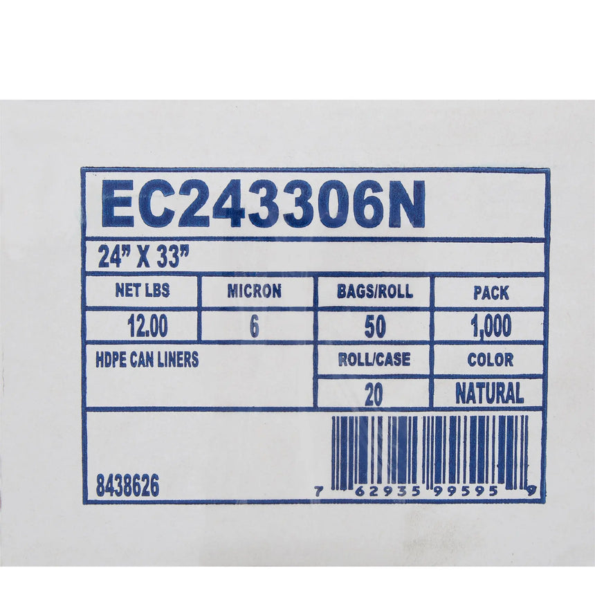 McKesson Light Duty Clear Trash Bag, 15 gal, 6 Mic McKesson