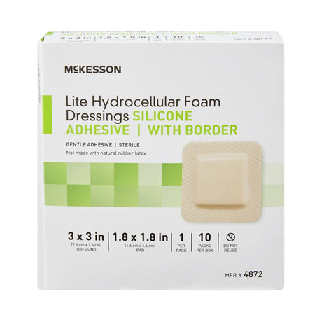 McKesson Lite Silicone Gel Adhesive with Border Thin Silicone Foam Dressing, 3 x 3 Inch McKesson Lite