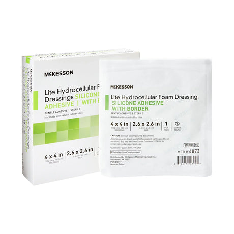 McKesson Lite Silicone Gel Adhesive with Border Thin Silicone Foam Dressing, 4 x 4 Inch McKesson Lite