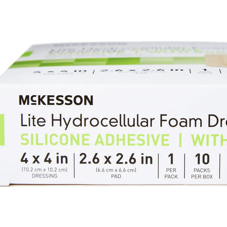 McKesson Lite Silicone Gel Adhesive with Border Thin Silicone Foam Dressing, 4 x 4 Inch McKesson Lite