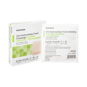 McKesson Lite Silicone Gel Adhesive with Border Thin Silicone Foam Dressing, 6 x 6 Inch McKesson Lite